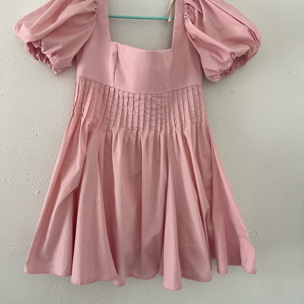 Agua by Agua Bendita Blush Pink Puff Sleeve Mini Dress